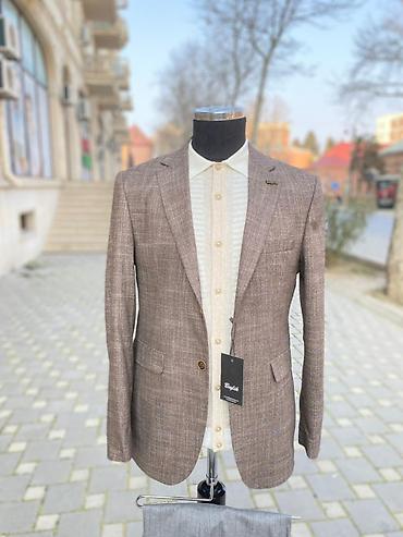 damat: Kişi üçün klassik blazer gödəkçə - Rəng: qəhvəyi-melanj, xırda — 1