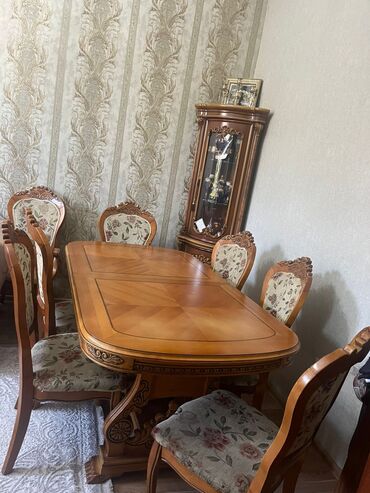 компьютерный стол: Для гостиной, Б/у, Раскладной, Прямоугольный стол, 8 стульев