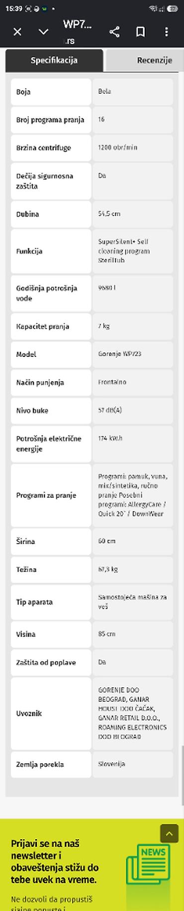 Mašine za pranje veša: Gorenje mašina za pranje veša WaveActive WE 723 Mašina je stara — 11