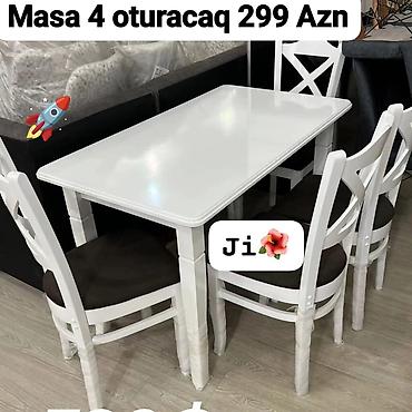 restoran stullari: Mətbəx üçün, Yeni, Açılmayan, Dördbucaq masa, 4 stul — 1
