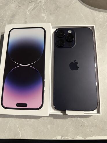 Apple iPhone: IPhone 14 Pro Max, Новый, 1 ТБ, Deep Purple, Зарядное устройство, Защитное стекло, Чехол, 100 %