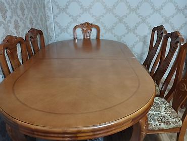 study table: Продам раскладной обеденный стол с 6 стульями. Стол изготовлен из — 2