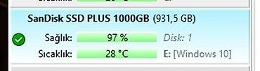 rolu oyun: SanDisk SSD PLUS 1TB (2.5", SATA 6Gb/s) Konkret ideal veziyetde SSD — 2