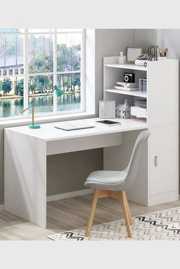 Sifarişlə yazı masaları: Dördbucaq masa, Stulsuz, Polkalı, Siyirməsiz, Türkiyə, Mat laminat — 25