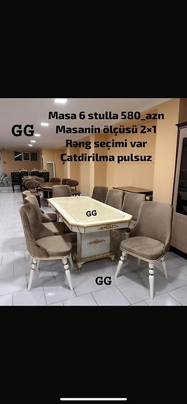 Masa–stul dəstləri 1) Dəst 1: - Masa 6 stul ilə – 580 AZN - Masanın