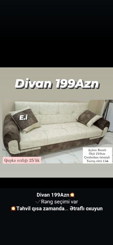 Sifarişlə divanlar: Divan, Mətbəx üçün, Qonaq otağı üçün, Parça, Bazalı, Açılan, Kitab — 23