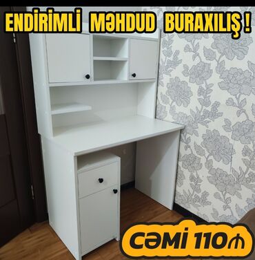 Sifarişlə yazı masaları: Dördbucaq masa, Stul ilə, Polkalı, Siyirməli, Azərbaycan, Sadə laminat — 3