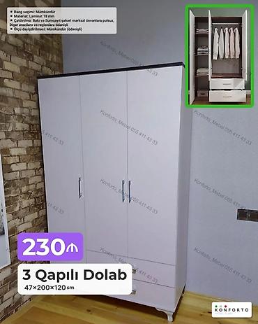 Ev və bağ: 3 qapılı paltar dolabı Ölçü: 47 × 200 × 120 sm Material: 18 mm — 1