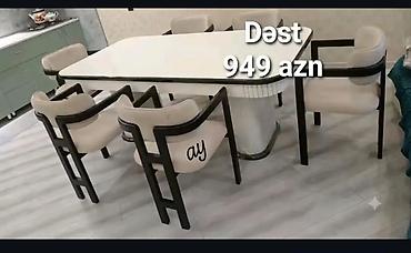 stol uzlukləri: 1.Yemək otağı mebel dəsti • Komplekt: 1 masa + 6 stul • Masa — 1