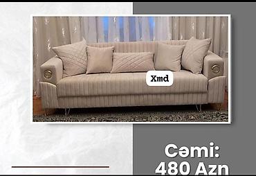 Divanlar: Tek divan – 450 AZN - Müasir dizayn: dərin kapitone tikişlər, qızılı — 11