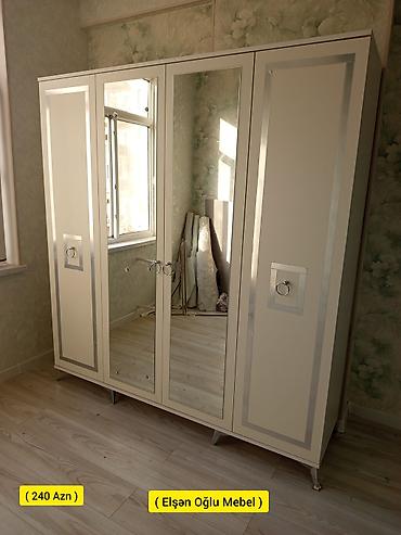 Dolablar: Yeni, 4 qapılı, Güzgülü, Ağ, Açılan, Düz dolab — 1