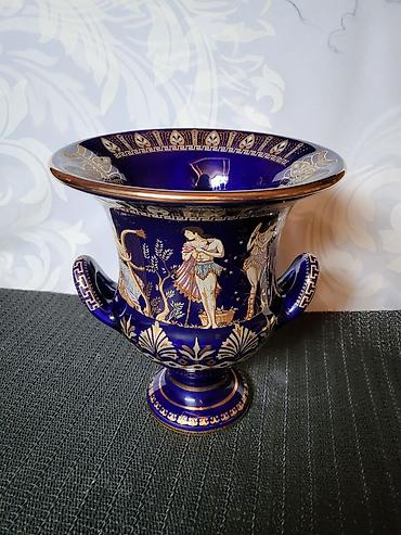 Ostali kućni dekor: Cup,vaza 1960g+ nov grcki,porcelanski,rucno oslikan 24 kar.zlatom — 3