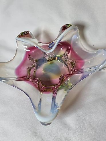 Вазы: Bohemia, художественное стекло КАНФЕТНТЦА РЕДКАЯ С БЕЛОЙ КАЙМОЙ — 10