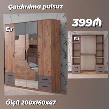 sapı: Açılan, 4 qapılı Düz dolab, Qarderob, paltar dolabı