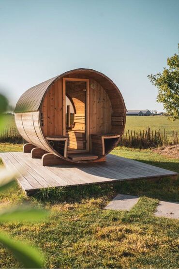 Tikinti işləri: Barrel Sauna, Kub Sauna, Outdoor Sauna tikintisi Barrel Sauna olaraq