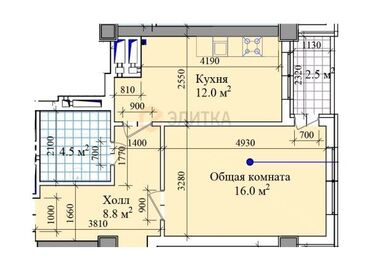 Продажа квартир: 1 комната, 44 м², Элитка, 8 этаж, ПСО (под самоотделку)