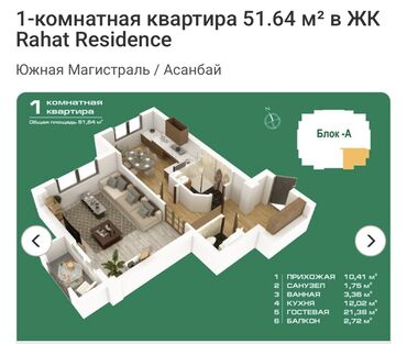 разделитель комнаты: 1 бөлмө, 51 кв. м, Элитка, 6 кабат, ПСО (өзү оңдоп түзөтүп бүтүү үчүн)