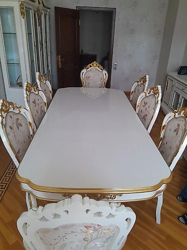 Mebel: Qonaq otağı üçün, İşlənmiş, Açılmayan, Dördbucaq masa, 8 stul — 3