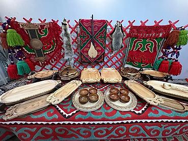 Аренда юрт: Аренда юрты, Каркас Деревянный, 75 баш, С полом, Самовар, Посуда — 18