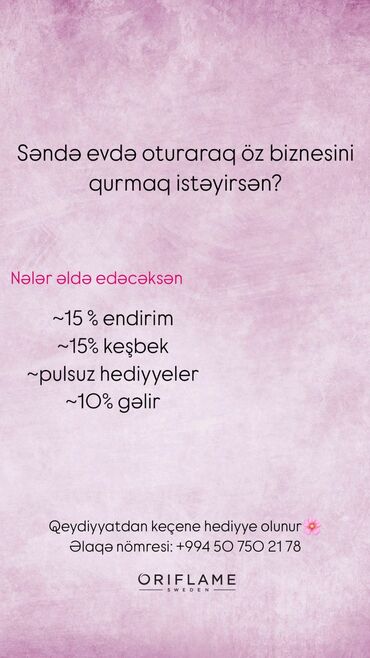 купить готовый бизнес в баку: Menimle əməkdaşlıq edene hediyyeler ve pul mükafatlarim olacaq