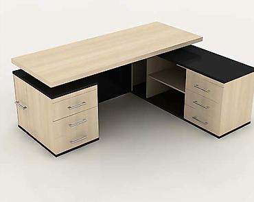 ikea stol: Ofis üçün L formalı iş masası - Material: ağac teksturasında laminat — 1