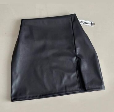 kožna pencil suknja: M (EU 38), Mini, bоја - Crna