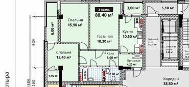 Продажа квартир: 3 комнаты, 88 м², Элитка, 10 этаж, Готовая ПСО (под самоотделку) — 7