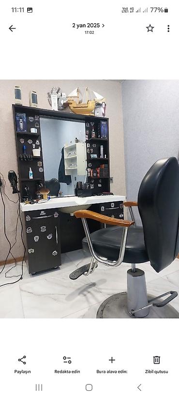 salon stulu: Bərbər/xair qəbulu üçün tam təchizatlı salon yeri Buzovna Laçın — 2