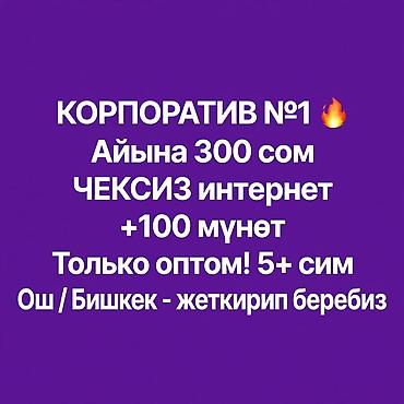 Тариф «Корпоратив №1» - Абонплата: 300 сом/месяц - Интернет: безлимит