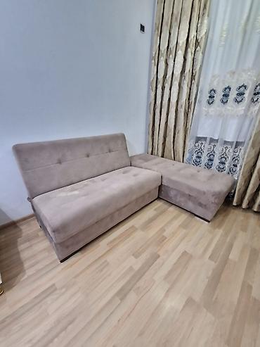 Divanlar: Künc divan – bej rəng, yumşaq məxməri/velur tipli parça ilə — 5