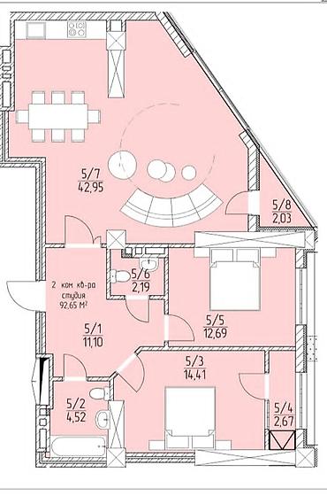 бахти: 2 комнаты, 92 м², Восток-5 мкр Элитка, 12 этаж, ПСО (под самоотделку) — 5