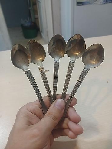 desert qaşığı: 5 ədəd klassik çay qaşığı dəsti ili 1964 ssri - Material: metal — 1
