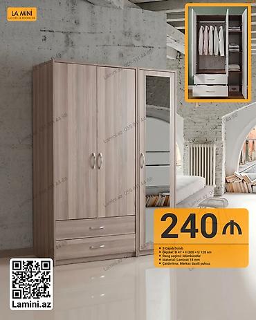 Ev üçün mebel: 3 qapılı geyim dolabı - Ölçülər: Dərinlik 47 sm × Hündürlük 200 sm × — 1