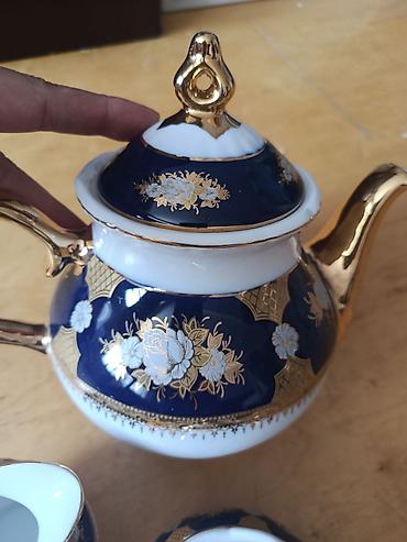 Qab-qacaq və mətbəx ləvazimatları: Çay dəsti, rəng - Göy, Farfor — 3