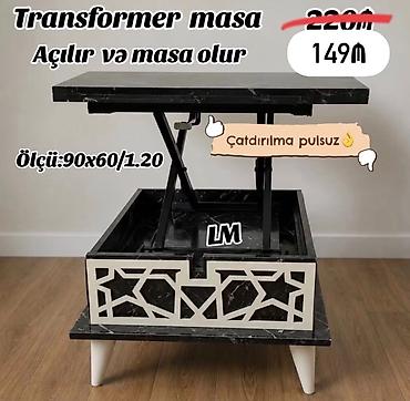 sekis masaş: Transformer jurnal masası – açılır və yemək masasına çevrilir — 1