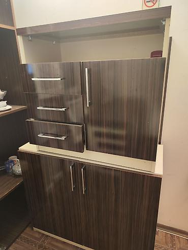 Ofis dəst mebeli: Ofis mebel dəsti - Ofis masası: L‑şəkilli iş masası, tünd qəhvəyi — 7