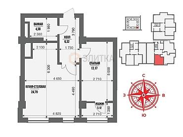 elegance stroy: 2 комнаты, 58 м², Технопарк Элитка, 11 этаж, Дизайнерский ремонт — 6