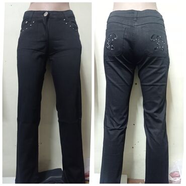 черные джинсы с завышенной талией: Клеш, Китай, Средняя талия