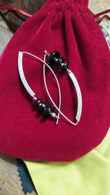 Серебряные серьги: Серебряные серьги, Проба 925, Агат, Женские, Новый — 1