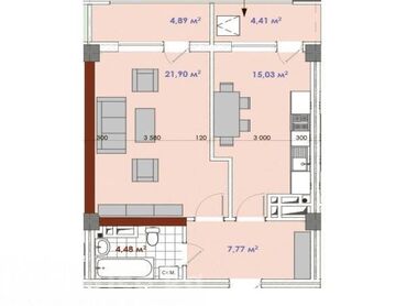1 kvartiry: 1 комната, 59 м²