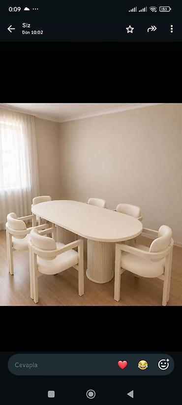 Oval formal masa dəsti – 6 nəfərlik - Rəng: krem/ivori - Dəst: 1 ədəd