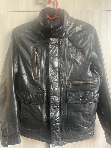 мужской кожаный куртка: Куртка 2XL (EU 44), цвет - Коричневый