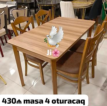 Mətbəx üçün, Yeni, Dördbucaq masa, 4 stul