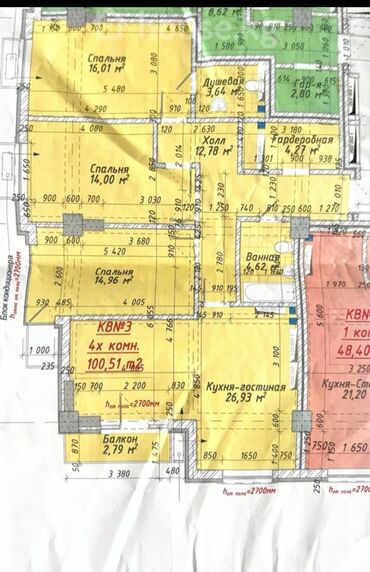 Продажа квартир: 3 комнаты, 103 м², Элитка, 2 этаж, ПСО (под самоотделку)