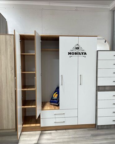 Sifarişlə dolablar: Düz dolab, Qonaq otağı üçün, Dəhliz üçün, Yataq otağı üçün, Qarderob, Açılan, Korpuslu, 4 qapılı — 6