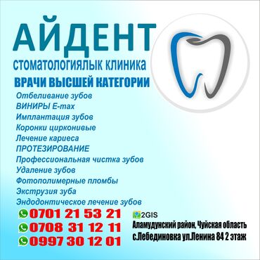 услуги сиделок в Кыргызстан | Юридические услуги: Стоматолог | Другие услуги стоматолога | Консультация