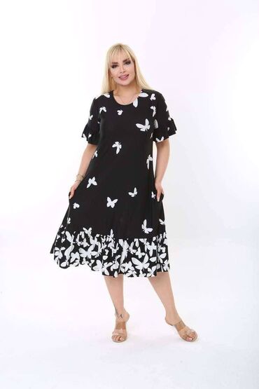 haljine iz turske online: 4XL (EU 48), bоја - Šareno, Oversize, Kratkih rukava