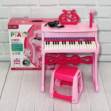 Игрушки: Детский пианино со стульчиком и микрофоном🎤 37 клавиш🎹 Подставка для