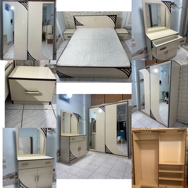 кровать двуспальная с матрасом: 2 təknəfərlik çarpayı, 2 tumba, Dolab, Termo, Azərbaycan, İşlənmiş
