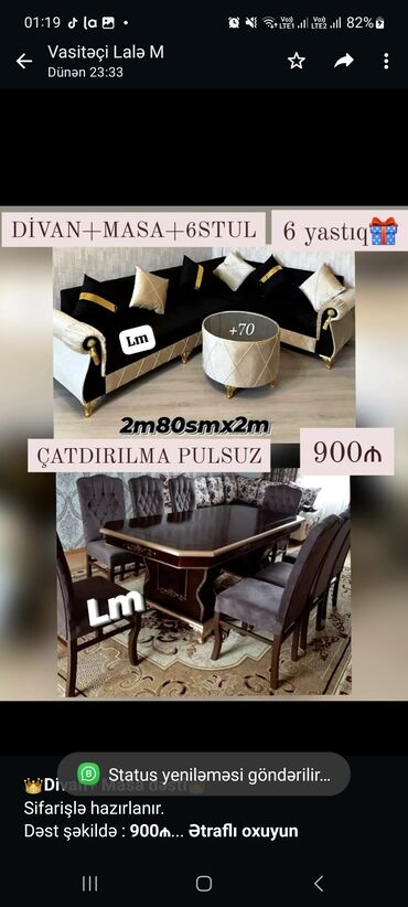 Soyuducu vitrinləri: *👑Divan+ Masa dəsti👑* Sifarişlə hazırlanır. Dəst şəkildə : *900₼*